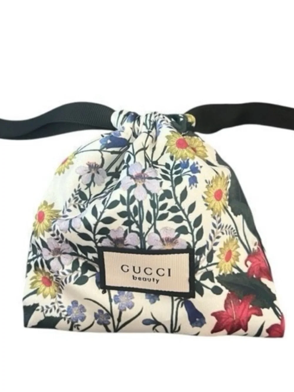 Gucci Floral Satin Scrunchie Trio in Purple, Pink & Teal with Floral Pouch